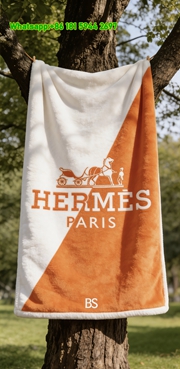 Hermès Paris Horse Logo Flannel Fleece Throw Blanket IMG_4985